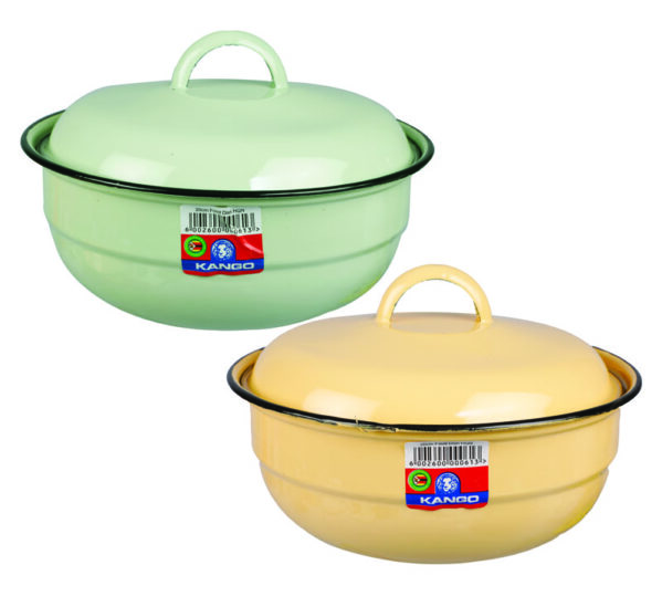 Food Dish Enamel 20cm With Lid Plain