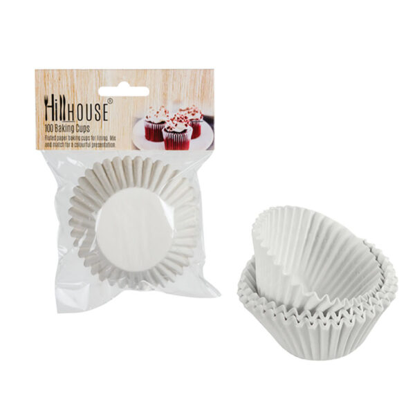 White Paper Baking Cups - 100-Pack, Meduim Size