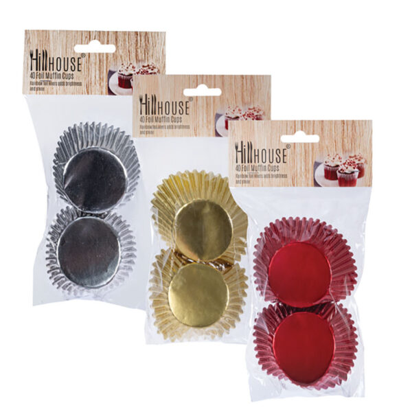 Hillhouse Foil Muffin Cups Pack Of 40 Assorted Colours