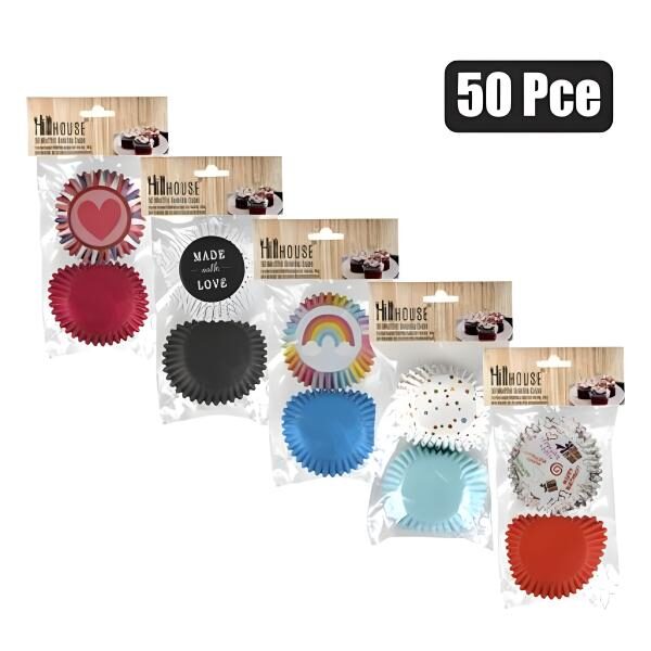 Paper Muffin Cups – 50-Pack, Assorted Colours