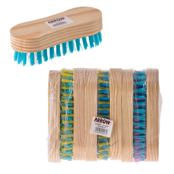 Bulk Pack 10 X Scrubbing Brush Wooden Back - 15cm