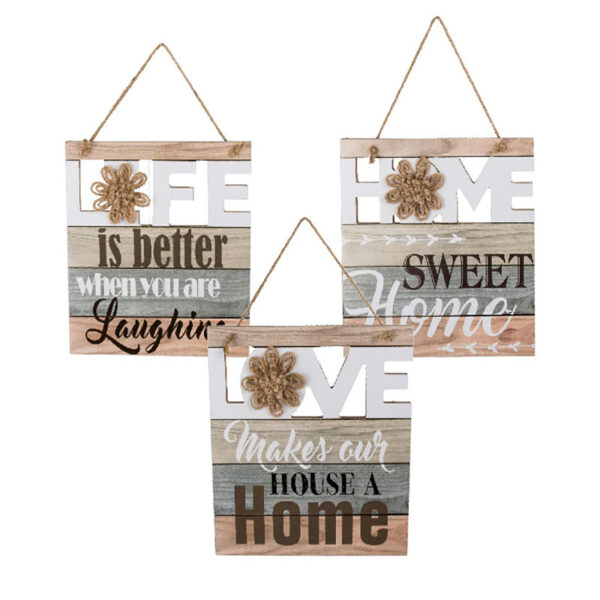 Wooden Plaque With Cut Out - 20 X 22cm, Assorted