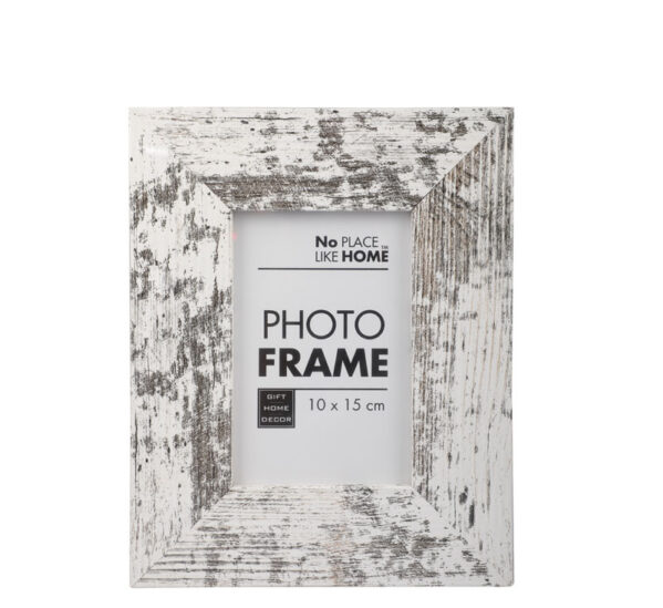 Wooden Distressed White Picture Frame - For 10 X 15cm Photo