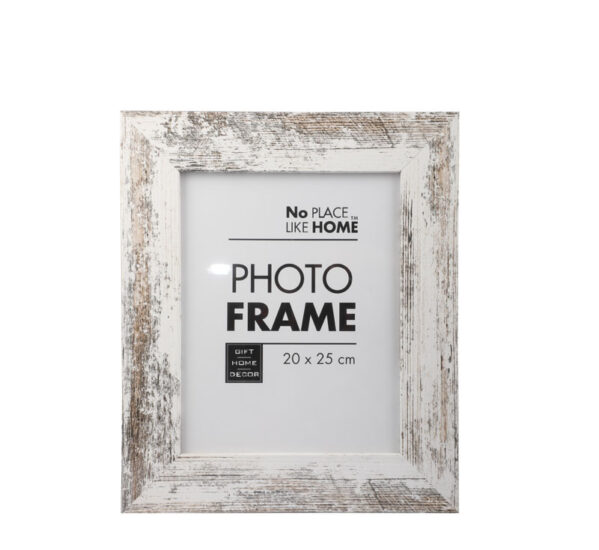 Wooden Distressed White Picture Frame - For 20 X 25cm Photo