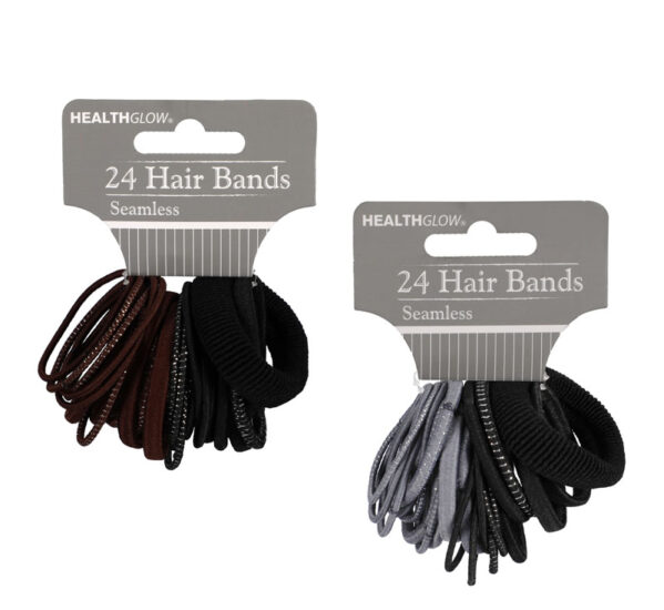 Hair Band Elastic 24Pc No Join Astd Dark