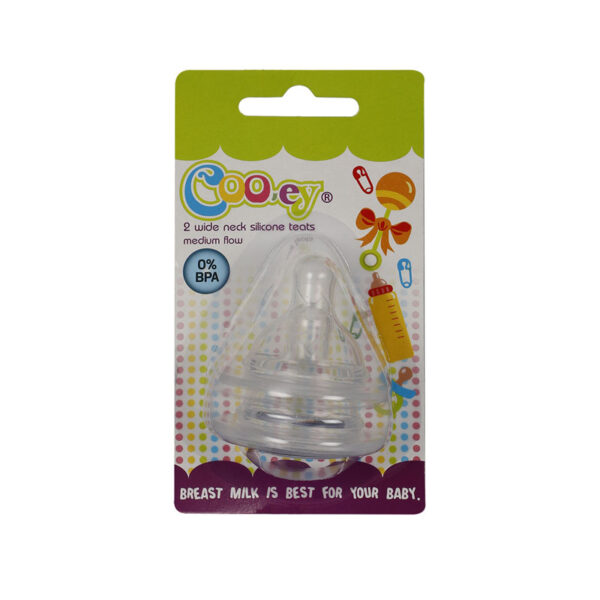 Cooey Wide Neck Silicone Teats Medium Flow Pack 2 Bpa Free