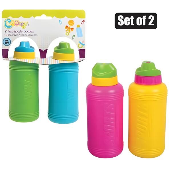 Cooey First Sports Bottles Set Of 2 Assorted Colours Bpa Free