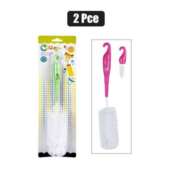 Cooey Bottle And Nipple Brush Card Of 2 Assorted Colours