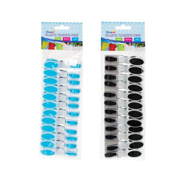 Plastic Clothes Pegs - 80mm, Pack Of 12