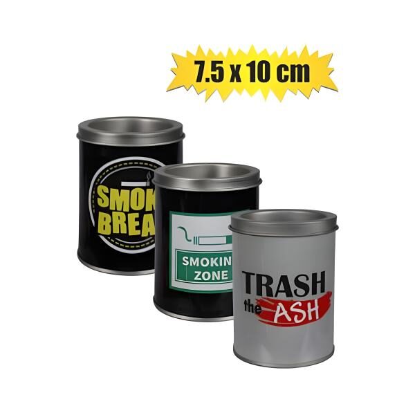 Tin Tub Ashtray - 10cm, Assorted Designs