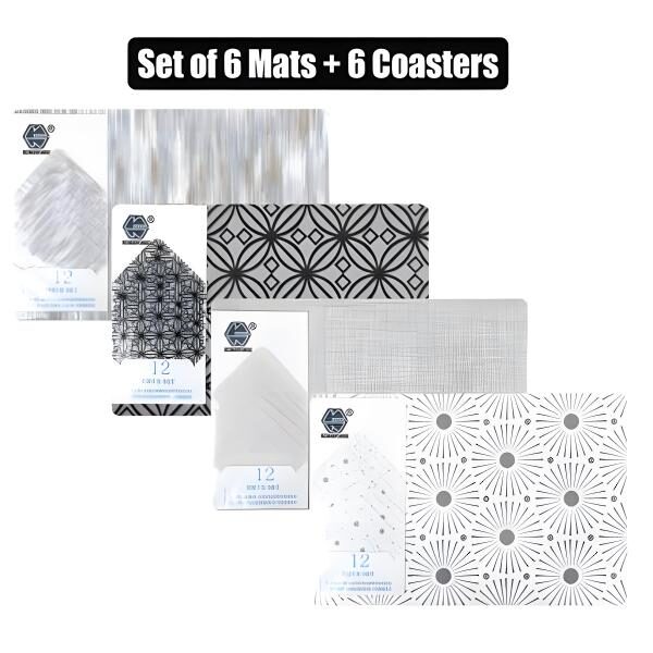 Place Mat Set Of 6 With Coasters - 43 X 29cm, Assorted Designs