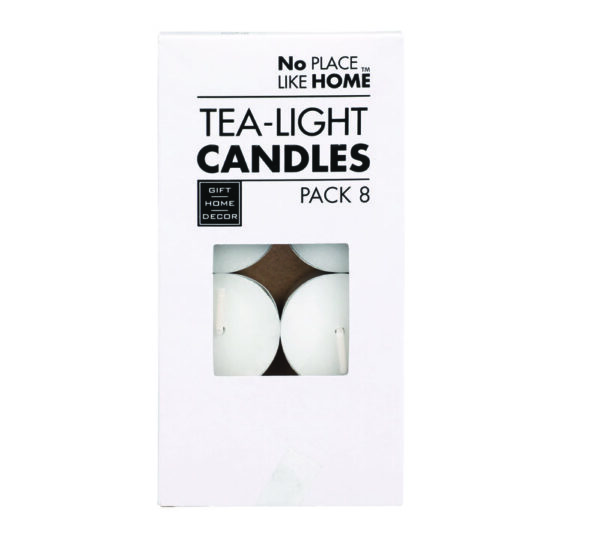 White Tea Light Candles - 3.5cm, Box Of 8