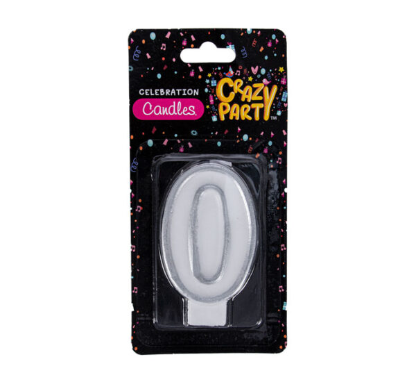 Single Birthday Candle In Silver - Number 0