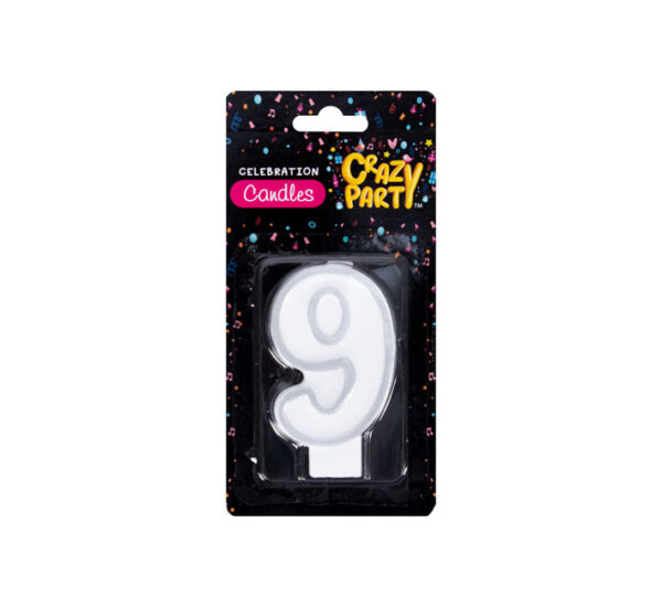 Single Birthday Candle In Silver - Number 9