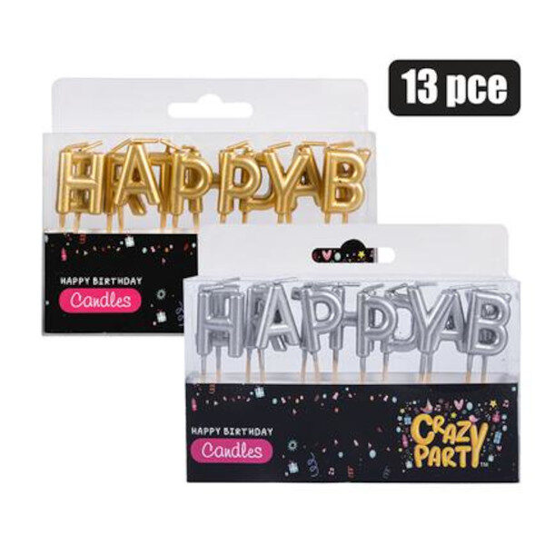 Set Of Letters "Happy Birthday" - Set Of 13 Letters - Silver