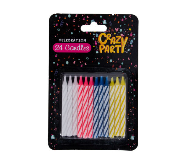 Birthday Candles Without Holders - Box Of 24 Assorted Colors