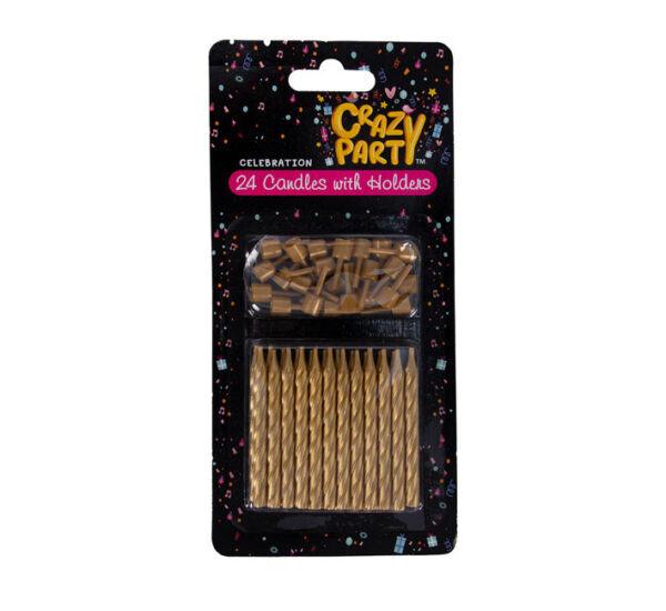 Candles Birthday 24 Candles+Holders Gld
