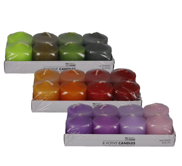 Scented Votive Candles - 8-Pack, Assorted Colours