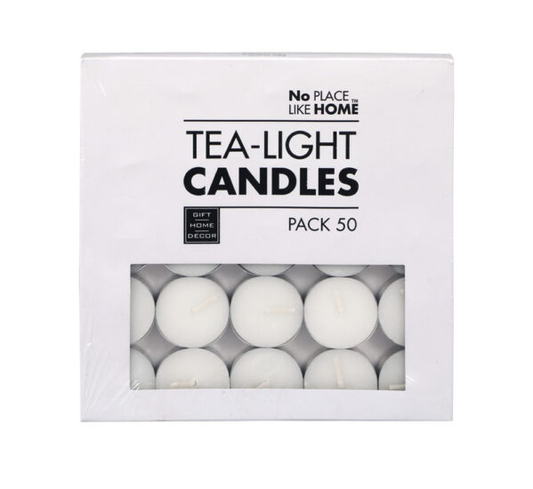 White Tea Light Candles - 3.5cm, Box Of 50 White Candles