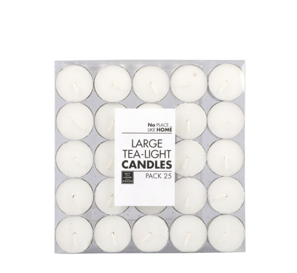White Large Tea-Light Candles - 3.5cm, Box Of 25 White Candles