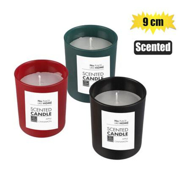 Candle In Holder Glass 9cm Matt Scented