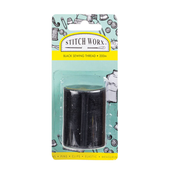 Bulk Pack 6 X Polyester Sewing Thread - 200m Black Thread