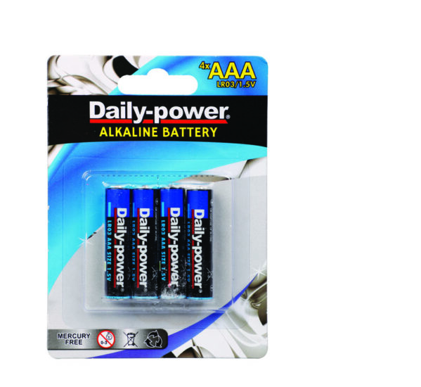 Daily-Power Alkaline Battery - Size Aaa, Card Of 4