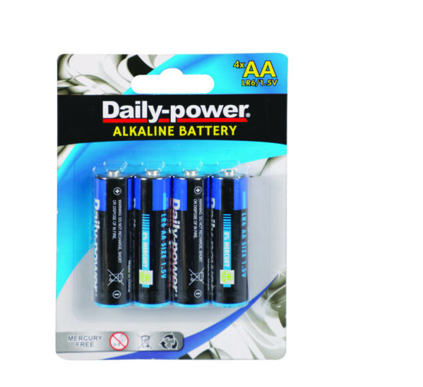 Daily-Power Alkaline Battery - Size Aa, Card Of 4