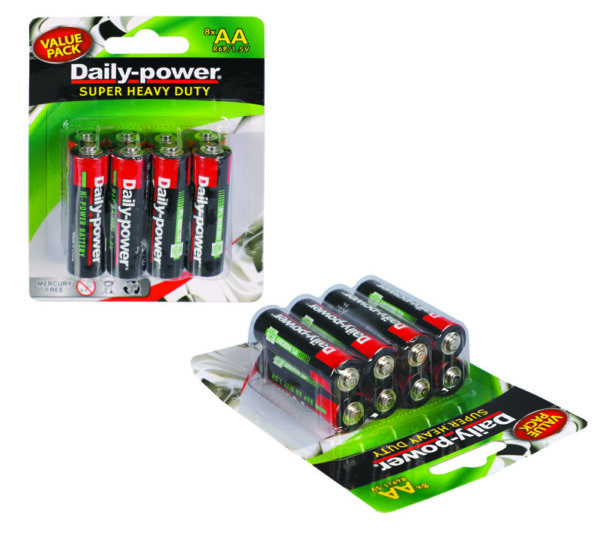 Daily-Power Super Heavy Duty Battery - Size Aa, Card Of 8 "Value" Pack