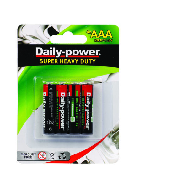 Daily-Power Super Heavy Duty Battery - Size Aaa, Card Of 4