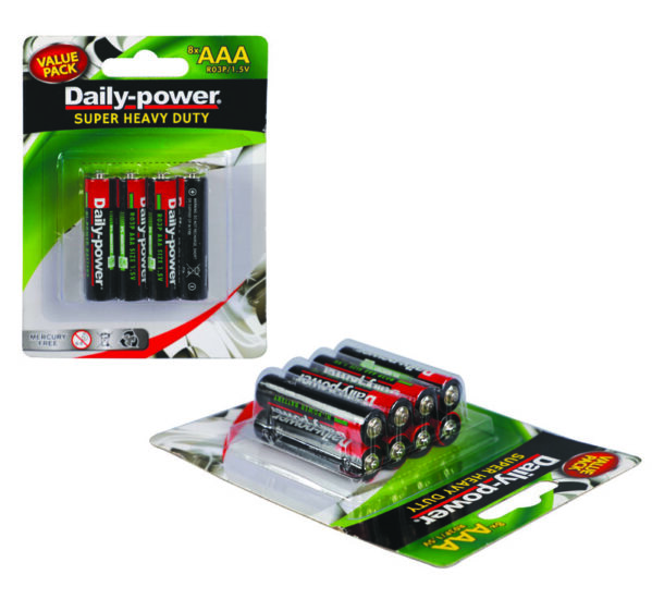 Daily-Power Super Heavy Duty Battery - Size Aaa, Card Of 8 "Value" Pack