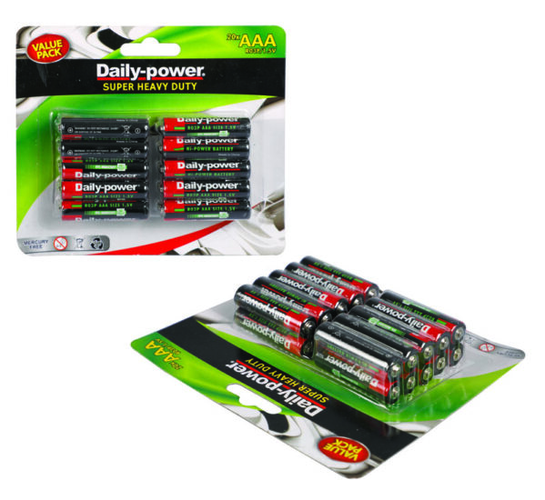 Daily-Power Super Heavy Duty Battery - Size Aaa, Card Of 20