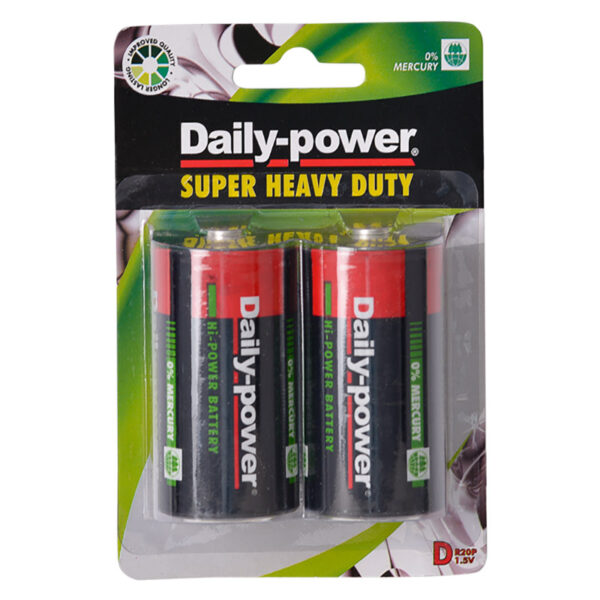 Daily-Power Super Heavy Duty Battery - Size D, Card Of 2