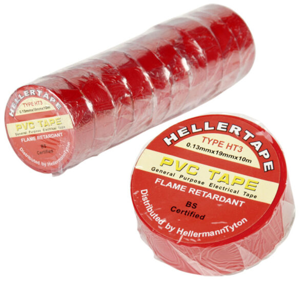 Bulk Pack 10 X Insulation Tape Plastic Red - 19mm X 10m