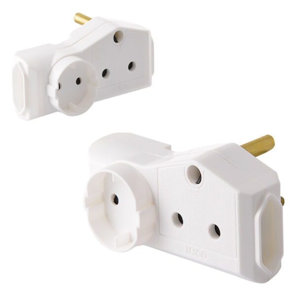 3 Way Adaptor - 1 X 16amp, 2 X 5amp 2 Pin