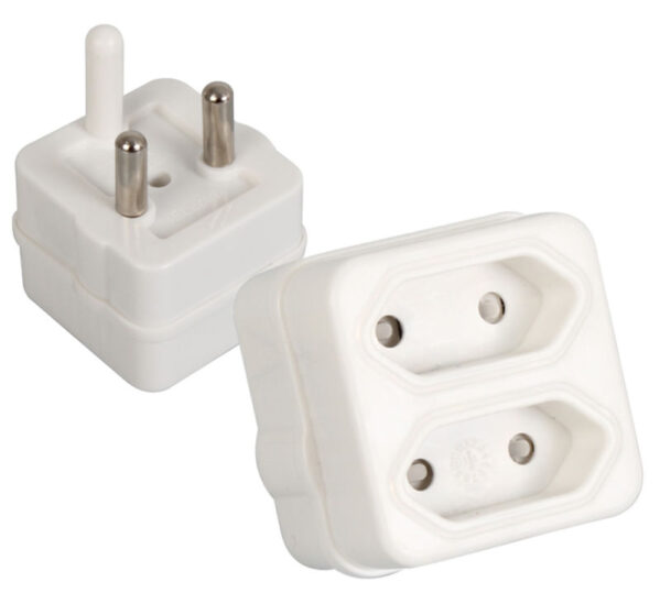 Bulk Pack 5 X Plug Eurodaptor - 2 X 5amp 2 Pin