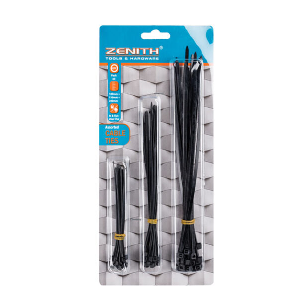 Cable Tie Assortment - 100 / 150 / 200mm Black Ties