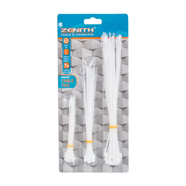 Cable Tie Assortment - 100 / 150 / 200mm White Ties