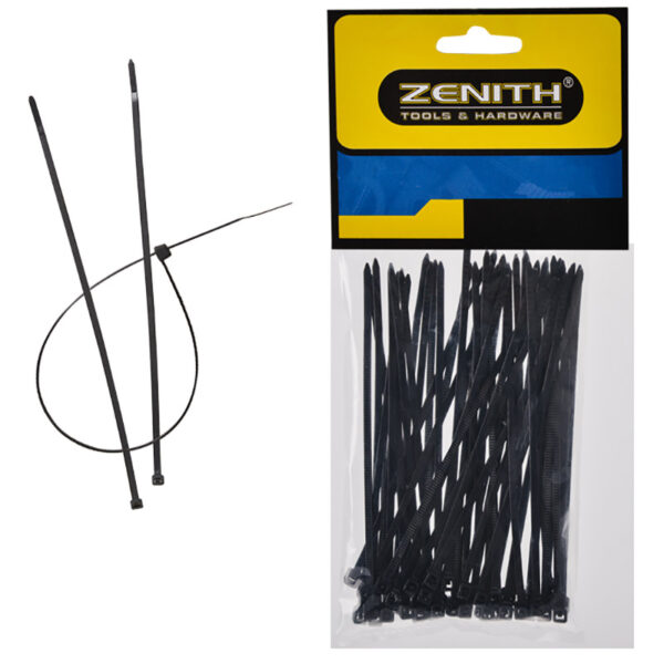 Bulk Pack 5 X Black Cable Ties - 2.5 X 100mm, 50-Pack