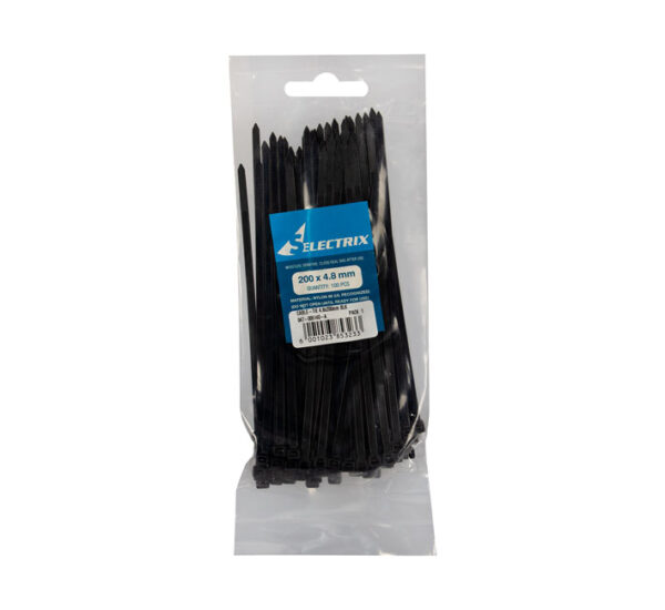Cable Ties - 4.8mm X 200mm Black Pack 100