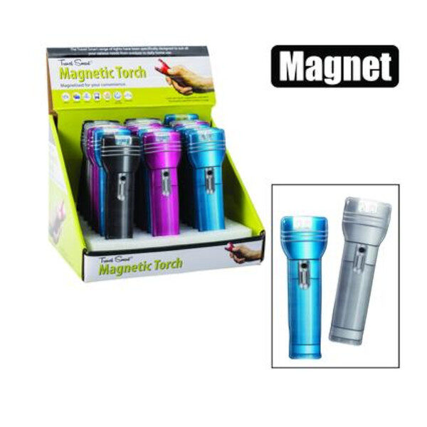 Flat Carton Disposable  Travel Smart Led Torch With Magnet - Assorted Colours