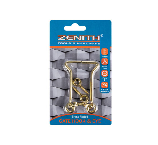 Gate Hook Eye Brassed - 75mm - 2 Piece