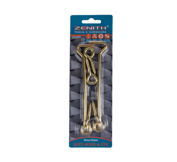 Gate Hook Eye Brassed - 150mm - 2 Piece