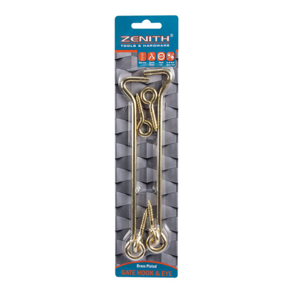 Gate Hook Eye Brassed - 200mm - 2 Piece