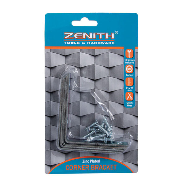 Corner Bracket Steel - 75mm X 75mm Screw 4 Piece