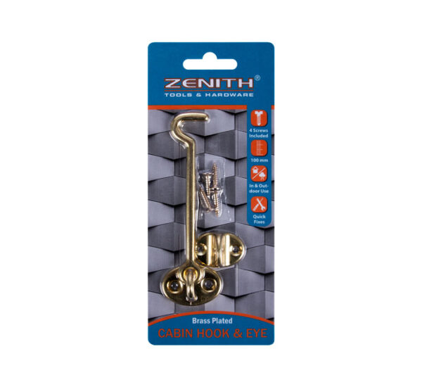 Cabin And Hook And Eye Brass With Screws - 100mm