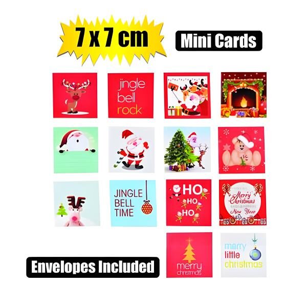 Bulk Pack 24 X Christmas Stationery Card And Envelope - 7cm