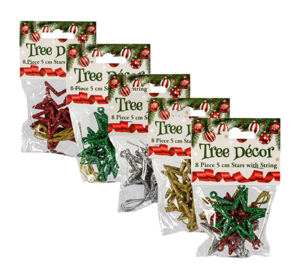 Christmas Tree Decor Star Set 8 Piece - 5cm