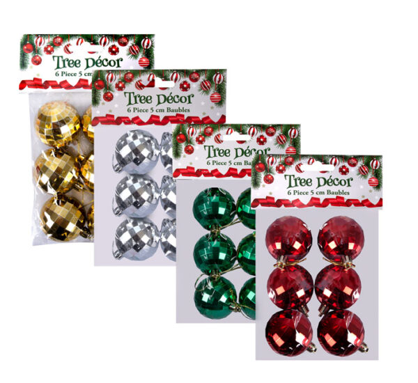 Xmas Tree Decor Ball Mirror 6pc 5cm