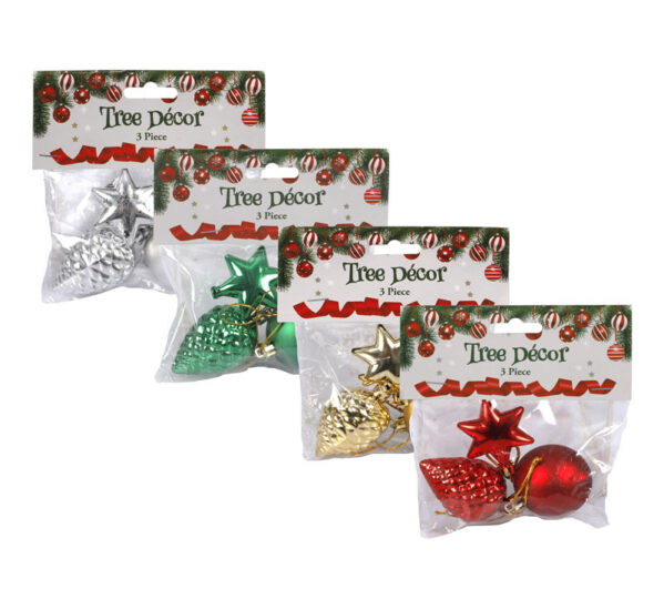 Xmas Tree Decor Mixed 5cm 3Pc